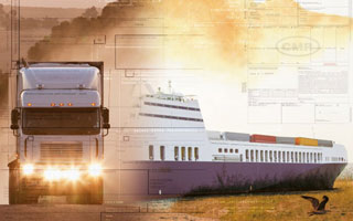 delivery truck and cruise ship