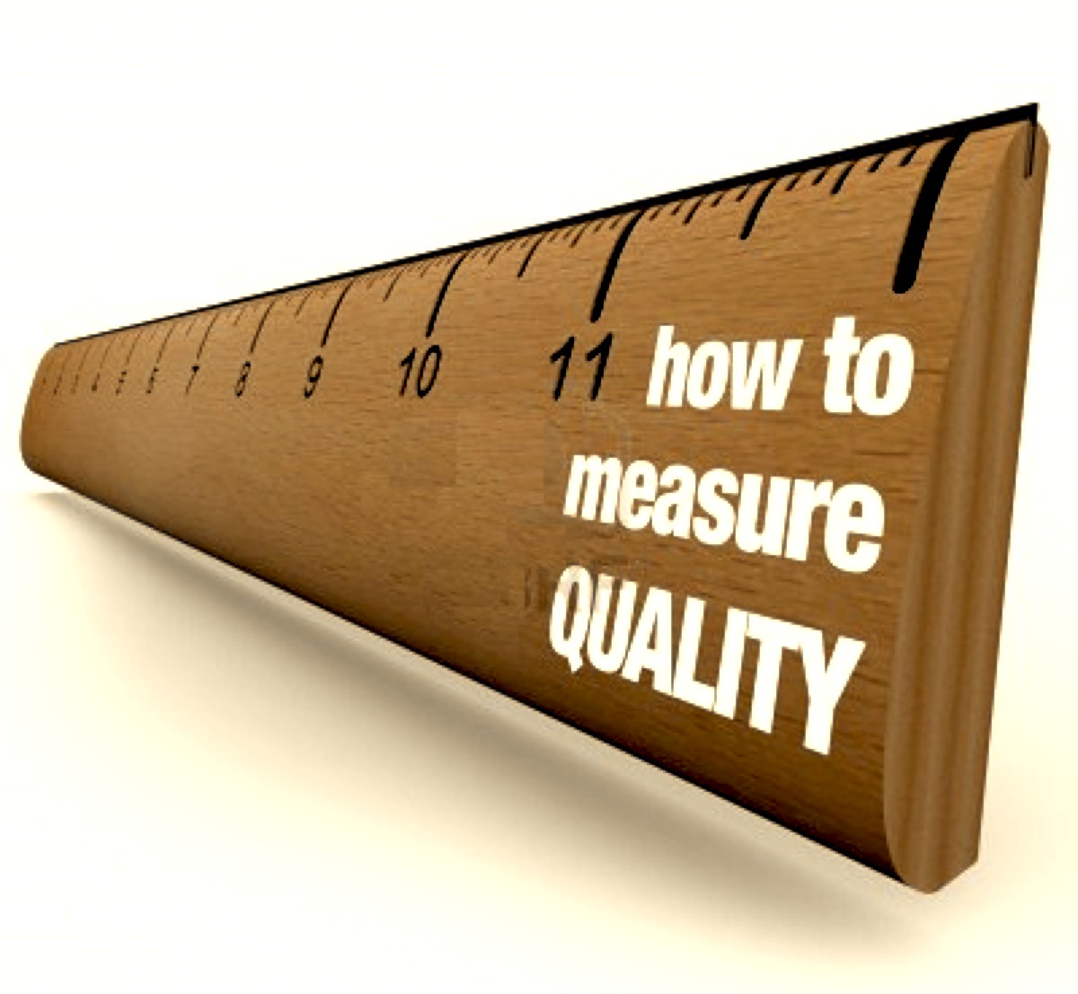 Houten lineaal met tekst: How to measure quality?