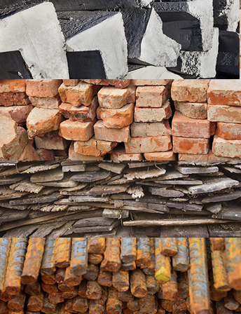 Bouwmaterialen beton steen hout staal